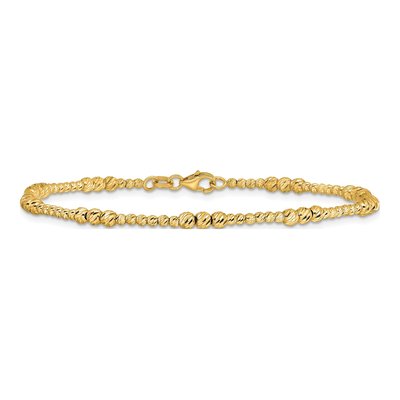 14K Yellow Gold Diamond-Cut Beaded Bracelet – view 3