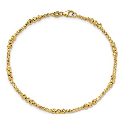 14K Yellow Gold Diamond-Cut Beaded Bracelet – view 4