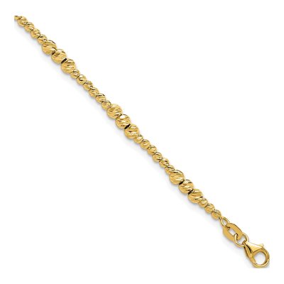 14K Yellow Gold Diamond-Cut Beaded Bracelet