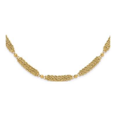 14K Yellow Gold Multi-Strand Rope Beaded Necklace