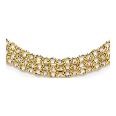 14K Yellow Gold 17-inch 3-Strand Bib Necklace