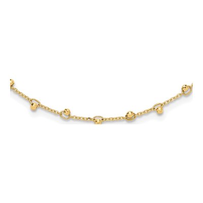 14K Yellow Gold Diamond-Cut Beaded Necklace