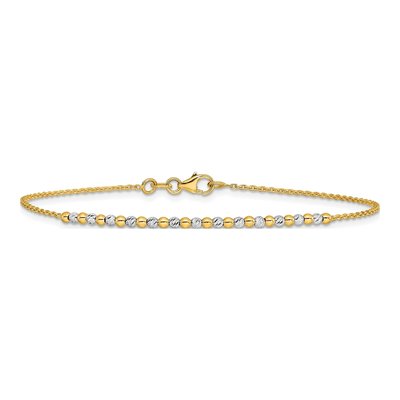 14K Two-Tone Gold Diamond-Cut Beaded Necklace – view 4
