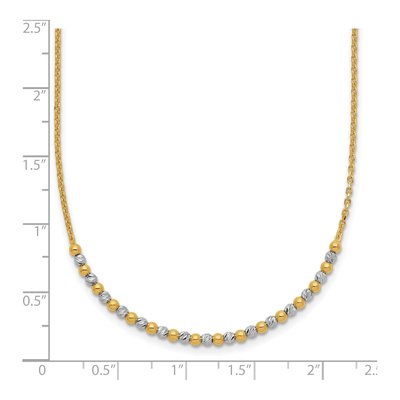 14K Two-Tone Gold Diamond-Cut Beaded Necklace – view 5