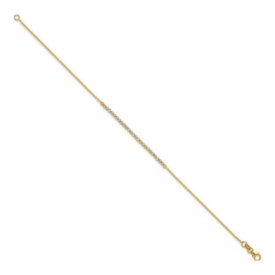 14K Two-Tone Diamond-Cut Beaded Bracelet, 7.5 in – view 3