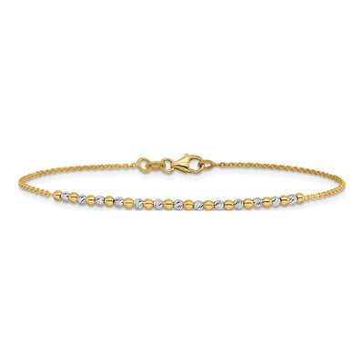 14K Two-Tone Diamond-Cut Beaded Bracelet, 7.5 in – view 4