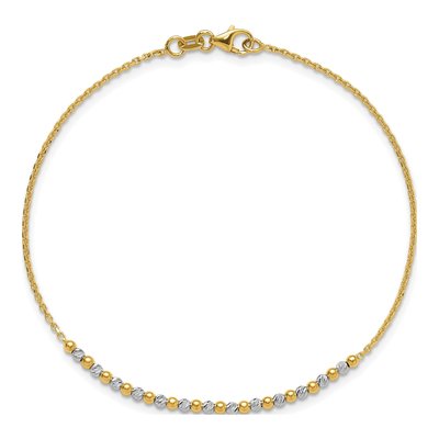 14K Two-Tone Diamond-Cut Beaded Bracelet, 7.5 in – view 5