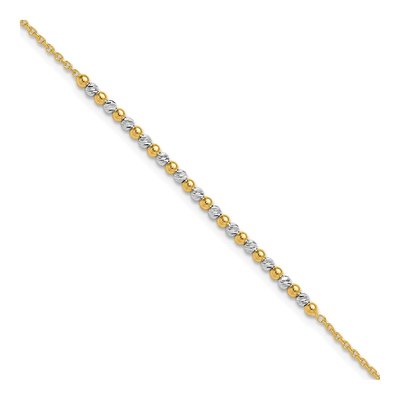 14K Two-Tone Diamond-Cut Beaded Bracelet, 7.5 in