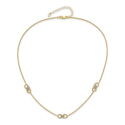 14K Two-Tone Gold Beaded Station Necklace – view 4