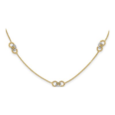 14K Two-Tone Gold Beaded Station Necklace