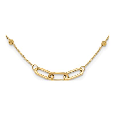 14K Yellow Gold Fancy Linked Ovals Necklace
