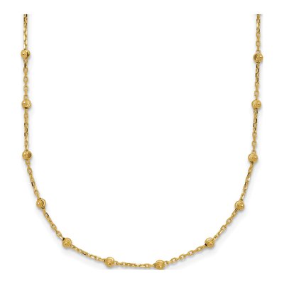 14K Yellow Gold Beaded Station Necklace
