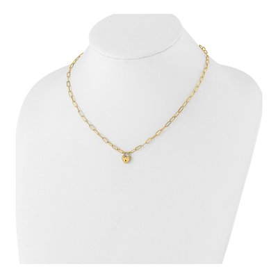 14K Yellow Gold Heart Lock Paperclip Pendant Necklace – view 4