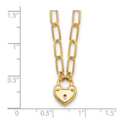 14K Yellow Gold Heart Lock Paperclip Pendant Necklace – view 5