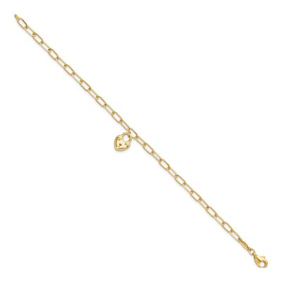 14K Yellow Gold Heart Lock Paperclip Bracelet – view 3