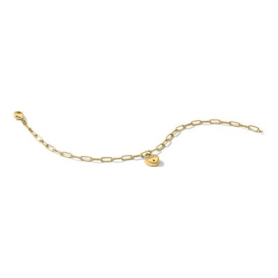 14K Yellow Gold Heart Lock Paperclip Bracelet – view 8