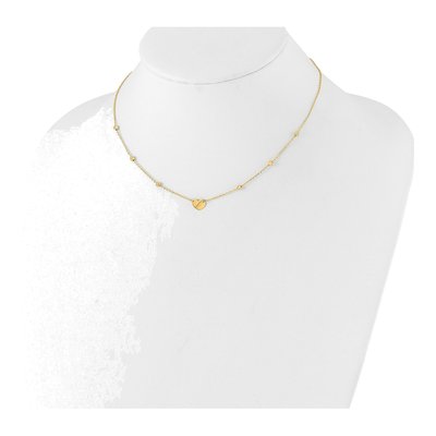 14K Yellow Gold Diamond-Cut Heart Plus Pendant Necklace – view 4