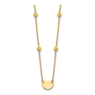 14K Yellow Gold Diamond-Cut Heart Plus Pendant Necklace