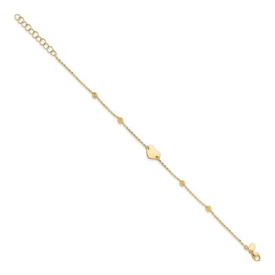 14K Yellow Gold Heart Diamond-Cut Bracelet – view 3