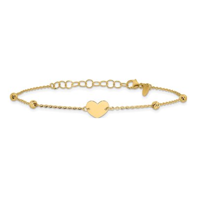 14K Yellow Gold Heart Diamond-Cut Bracelet – view 4