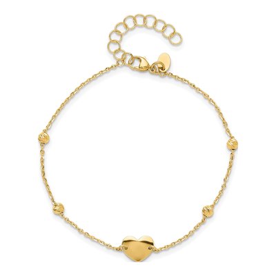 14K Yellow Gold Heart Diamond-Cut Bracelet – view 5