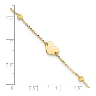 14K Yellow Gold Heart Diamond-Cut Bracelet – view 6