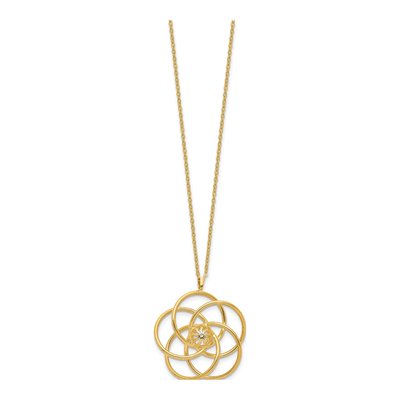 14K Yellow Gold 17-Inch Floral Pendant Necklace – view 3