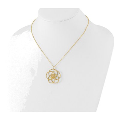 14K Yellow Gold 17-Inch Floral Pendant Necklace – view 4