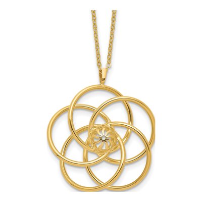 14K Yellow Gold 17-Inch Floral Pendant Necklace