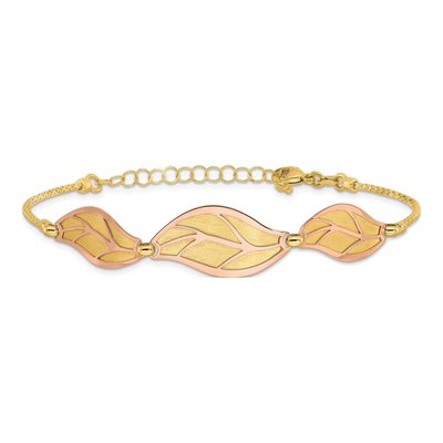 14K Two-Tone Gold Leaf Bracelet – view 4