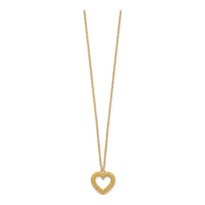 14K Yellow Gold Textured Heart Necklace – view 3