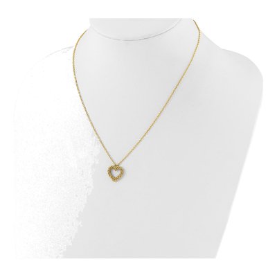 14K Yellow Gold Textured Heart Necklace – view 4