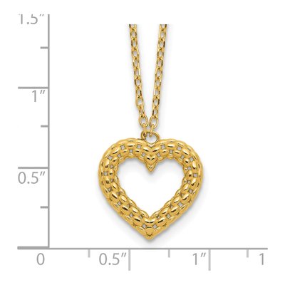 14K Yellow Gold Textured Heart Necklace – view 5