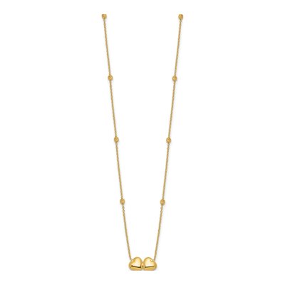 14K Yellow Gold Double Heart Necklace – view 3