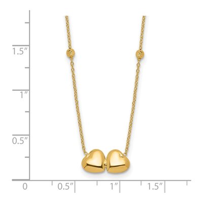 14K Yellow Gold Double Heart Necklace – view 5