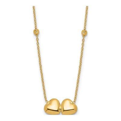 14K Yellow Gold Double Heart Necklace