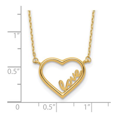 14K Yellow Gold Open Heart LOVE Necklace – view 5