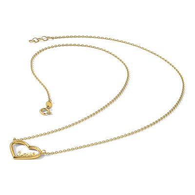 14K Yellow Gold Open Heart LOVE Necklace – view 6
