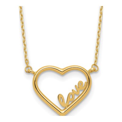 14K Yellow Gold Open Heart LOVE Necklace
