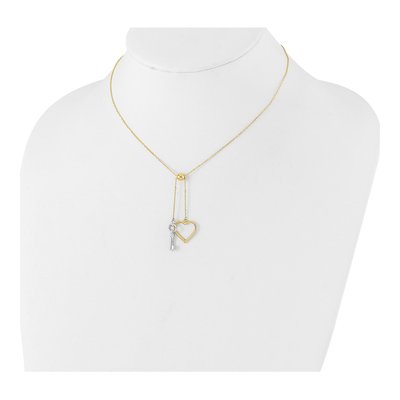 14K Two-Tone Gold Heart Key Lariat Necklace – view 4