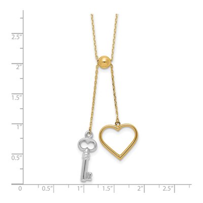 14K Two-Tone Gold Heart Key Lariat Necklace – view 5