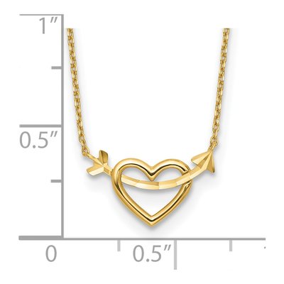 14K Yellow Gold Heart Arrow Pendant Necklace – view 5