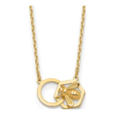 14K Yellow Gold Bee Pendant Necklace