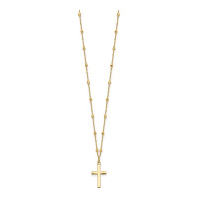 14K Yellow Gold Mirror Cross Pendant Necklace – view 3
