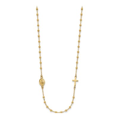 14K Yellow Gold Miraculous Medal Rosary Necklace – view 2