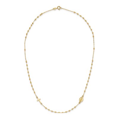 14K Yellow Gold Miraculous Medal Rosary Necklace – view 4