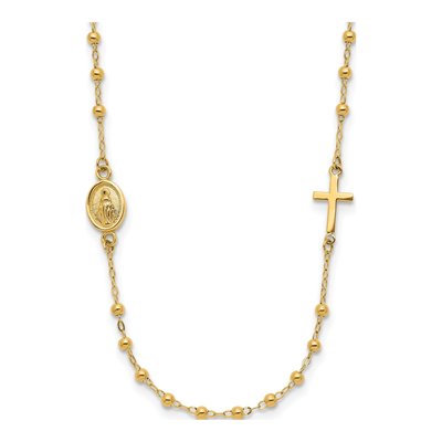 14K Yellow Gold Miraculous Medal Rosary Necklace