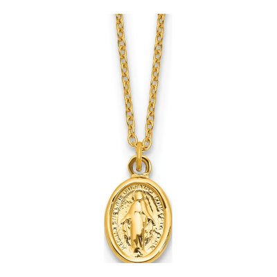 14K Yellow Gold Miraculous Medal Necklace