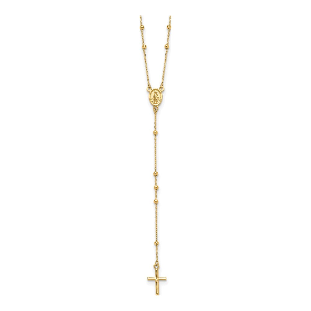 14K Yellow Gold Beaded Rosary Necklace