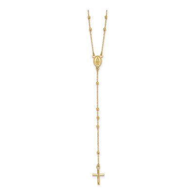14K Yellow Gold Beaded Rosary Necklace